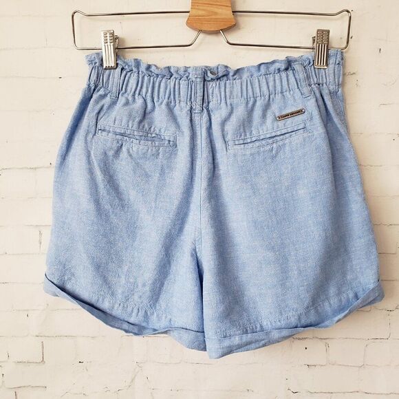 Carve Designs Journey Linen Blend Shorts Size 0 Chambray Blue Cuffed Coastal - Picture 5 of 8
